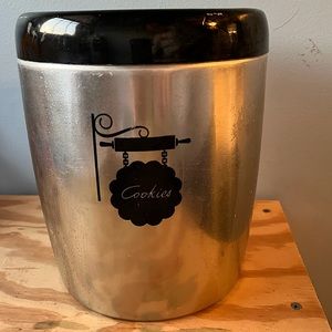 Vintage Kitschy Aluminum Cookie Jar